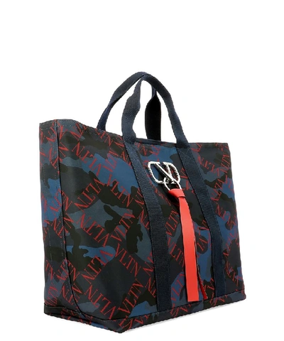 Shop Valentino Vltn Grid Camouflage Tote Bag In Multi