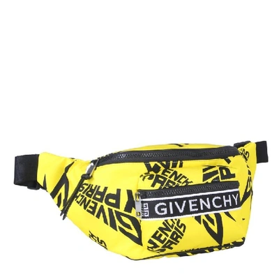 Shop Givenchy Printed Logo Belt Bag In Yellow