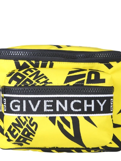 Shop Givenchy Printed Logo Belt Bag In Yellow