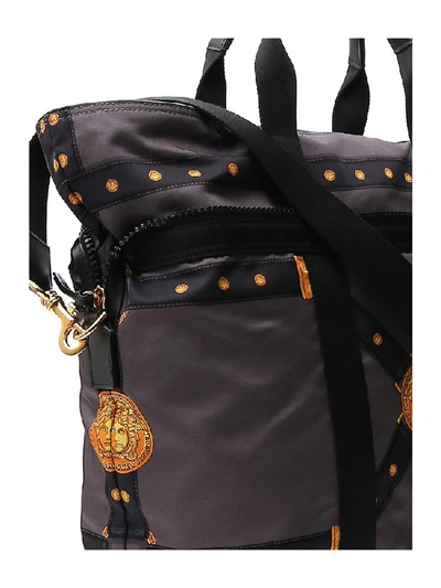 Shop Versace Medusa Print Zipped Tote Bag In Grey