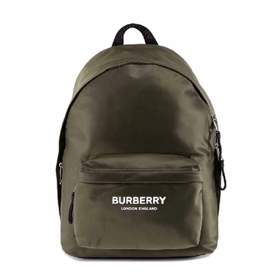 Shop Burberry Logo Print Nylon Backpack In Green