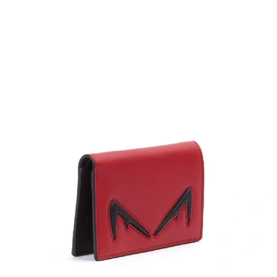 Shop Fendi Diabolic Eyes Cardholder In Red