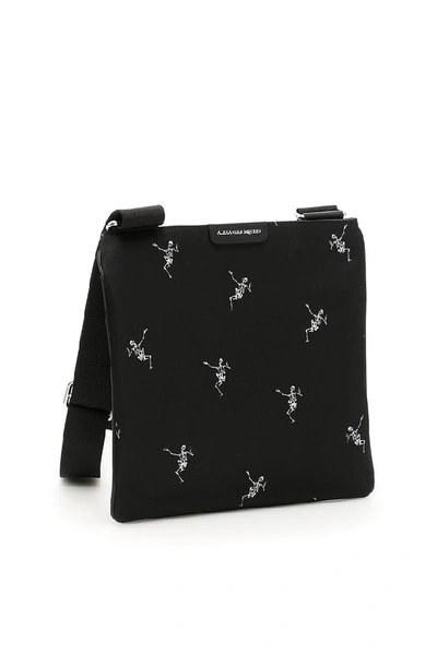 Shop Alexander Mcqueen Dancing Skeleton Print Messenger Bag In Black