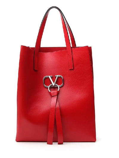 Shop Valentino Garavani V Ring Tote Bag In Red