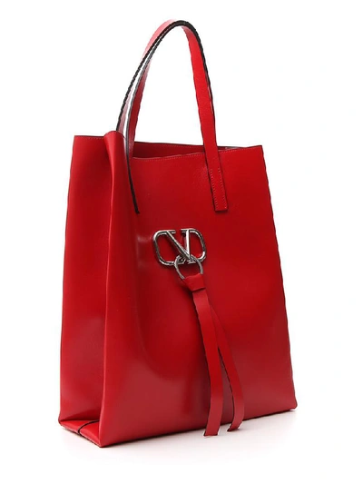 Shop Valentino Garavani V Ring Tote Bag In Red