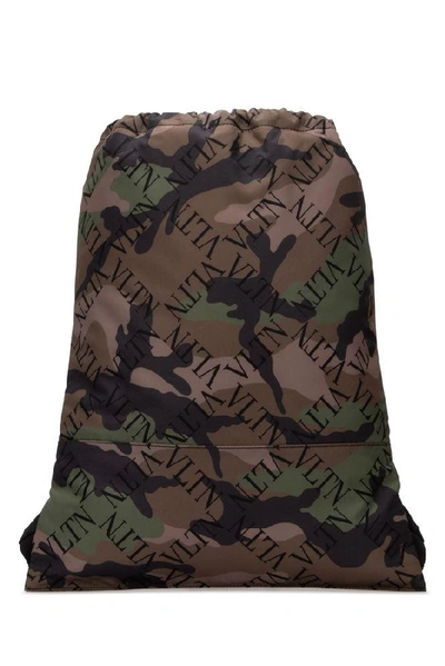 Shop Valentino Vltn Grid Camouflage Backpack In Multi