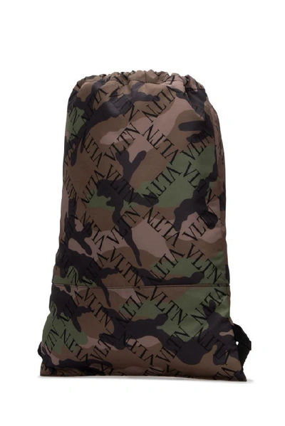 Shop Valentino Vltn Grid Camouflage Backpack In Multi