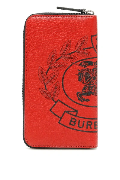 Shop Burberry Printed Zip Around Wallet In Red