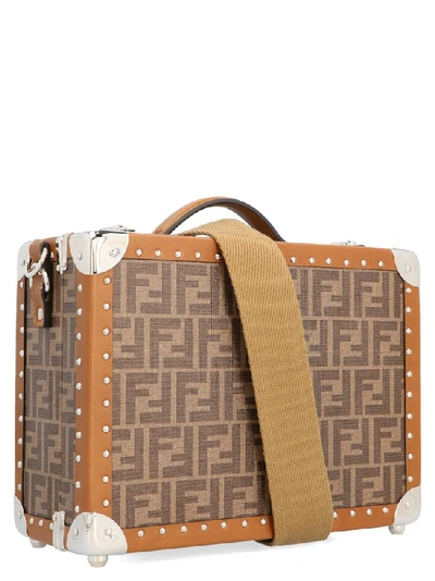 Shop Fendi Ff Logo Suitcase In Brown