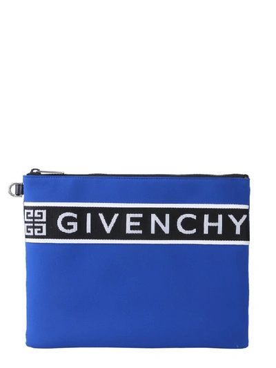 Shop Givenchy Logo Band Detail Pouch In Blue