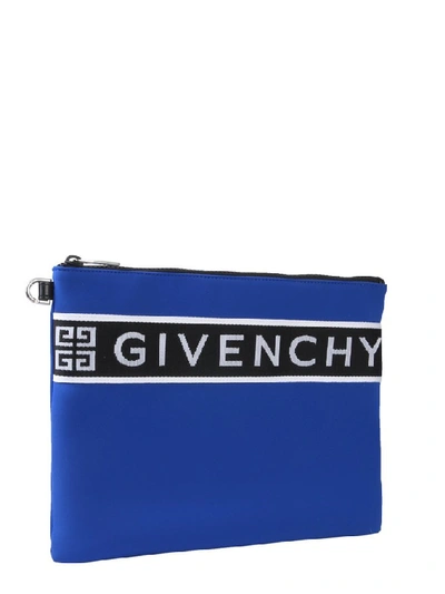 Shop Givenchy Logo Band Detail Pouch In Blue