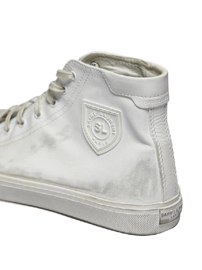 Shop Saint Laurent High Top Trainers In White