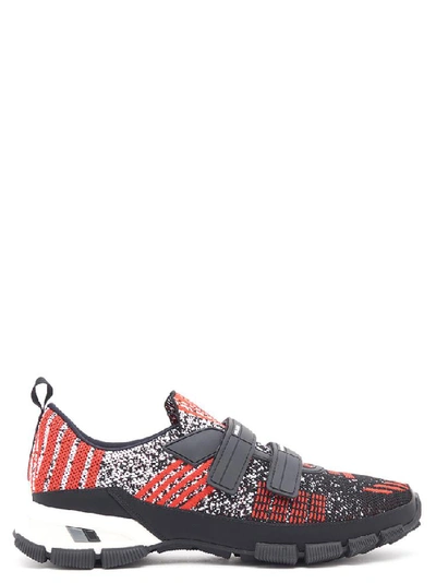 Shop Prada Velcro Closure Sneakers In Red