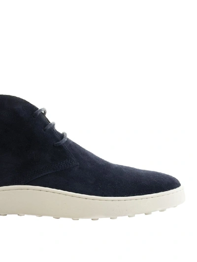 Shop Tod's Desert Suede Boots In Blue