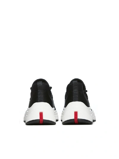 Shop Prada America Cup Logo Patch Low Top Sneakers In Black