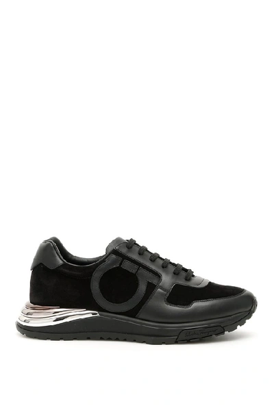 Salvatore Ferragamo Black Suede Brooklyn Low Sneakers | ModeSens