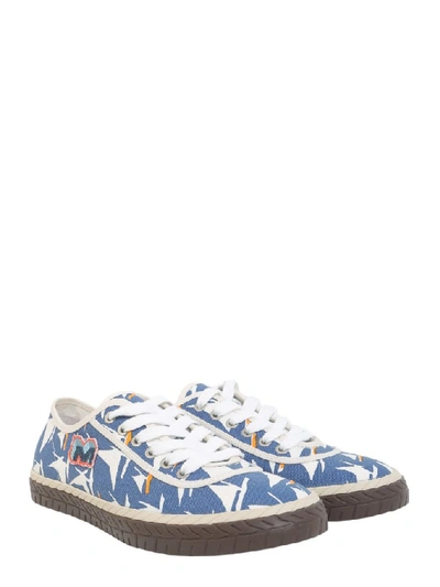 Shop Marni Printed Canvas Sneakers In Blue