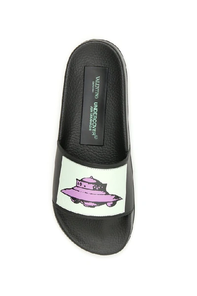 Shop Valentino X Undercover Ufo Printed Slides In Black