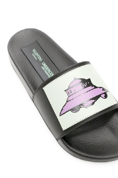 Shop Valentino X Undercover Ufo Printed Slides In Black