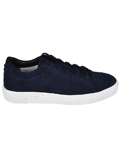 Shop Tod's Suede Low Top Sneakers In Blue