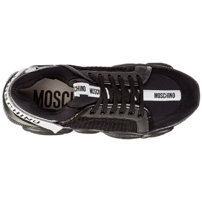 Shop Moschino Teddy Run Logo Strap Sneakers In Black