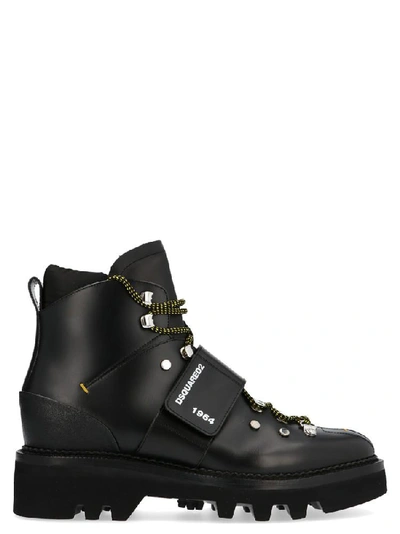 Shop Dsquared2 Logo Touch Strap Ankle Boots In Black