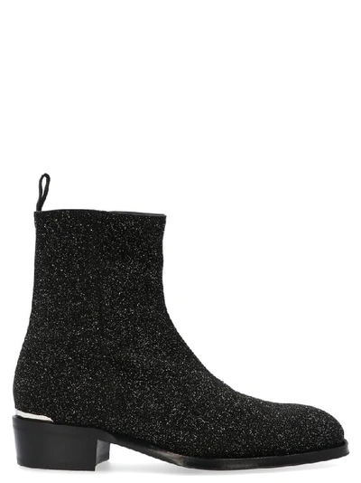 Shop Alexander Mcqueen Glittered Ankle Boots In Black