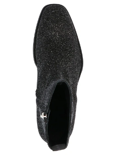 Shop Alexander Mcqueen Glittered Ankle Boots In Black
