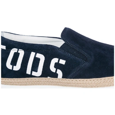 Shop Tod's Slip On Logo Sneakers In Blue