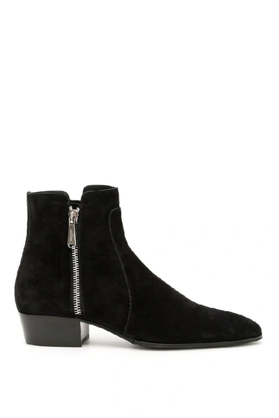 Shop Balmain Mike Side Zip Ankle Boots In Black