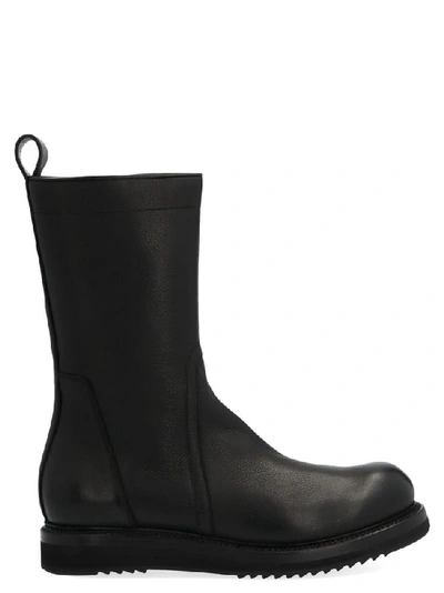 Shop Rick Owens Pebbled Zipped Ankle Boots In Black