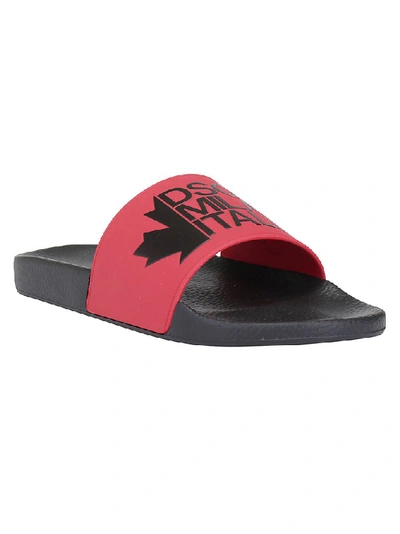 Shop Dsquared2 Dsq2 Logo Slides In Red