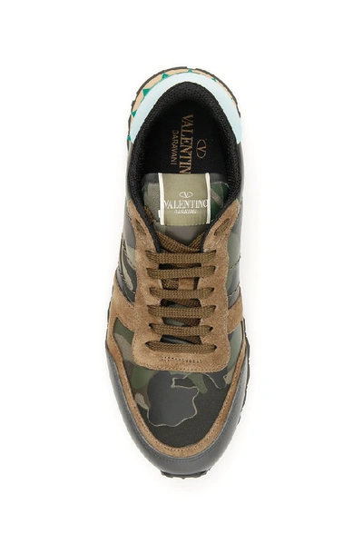 Shop Valentino Garavani Rockrunner Camouflage Sneakers In Multi