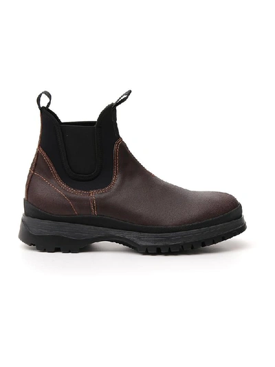 Shop Prada Contrasting Panelled Chelsea Boots In Multi