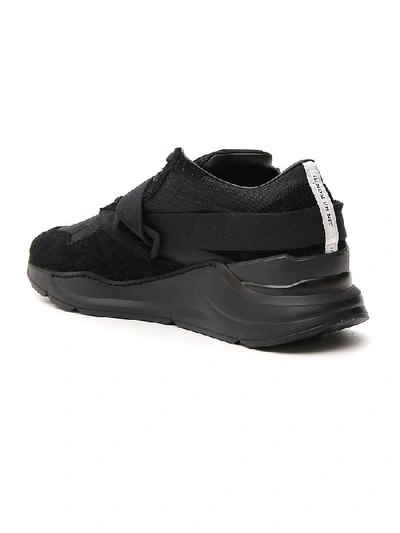 Shop Ih Nom Uh Nit Strap Detail Panelled Sneakers In Black