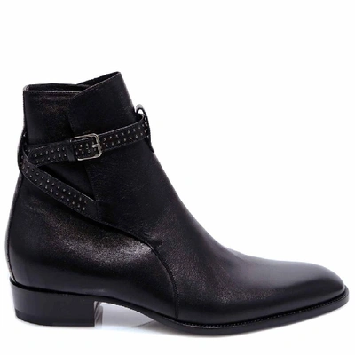 Shop Saint Laurent Wyatt Jodhpur Boots In Black