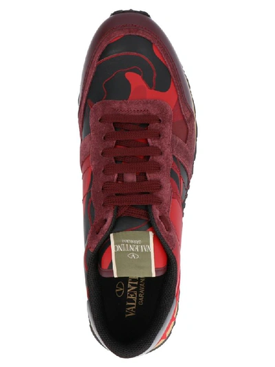 Shop Valentino Garavani Rockrunner Camouflage Sneakers In Red