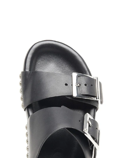 Shop Alexander Mcqueen Studded Buckle Slides In Black