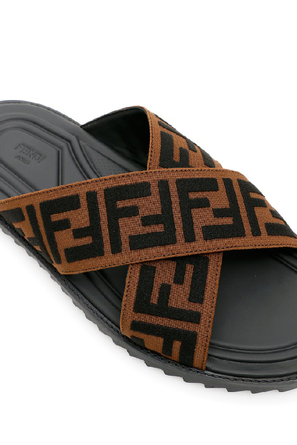 fendi jacquard crossover slides