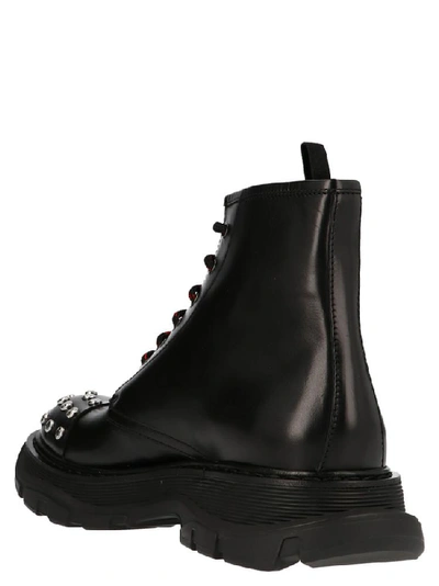 Shop Alexander Mcqueen Studded Lace Up Combat Boots In Black
