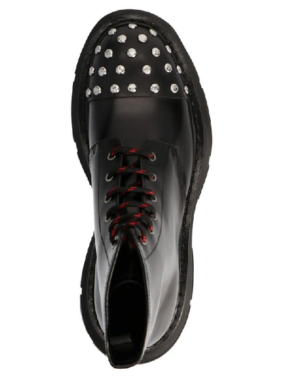 Shop Alexander Mcqueen Studded Lace Up Combat Boots In Black
