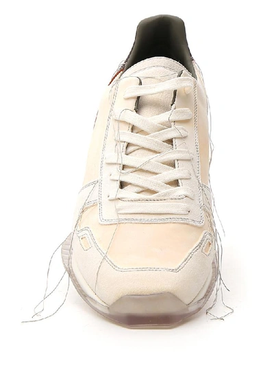 Shop Rick Owens Stripe Detail Sneakers In Beige