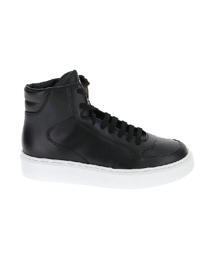 Shop Prada Logo High Top Sneakers In Black