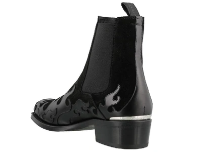 Shop Alexander Mcqueen Flame Cuban Boots In Black