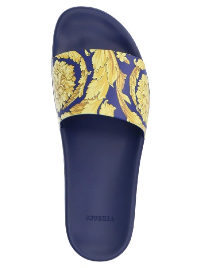 Shop Versace Baroque Print Slides In Multi