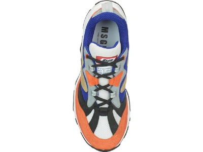 Shop Msgm Logo Contrast Panel Sneakers In Multi