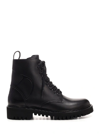 Shop Valentino V Logo Combat Boots In Black