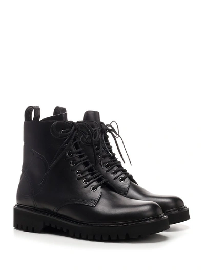 Shop Valentino V Logo Combat Boots In Black