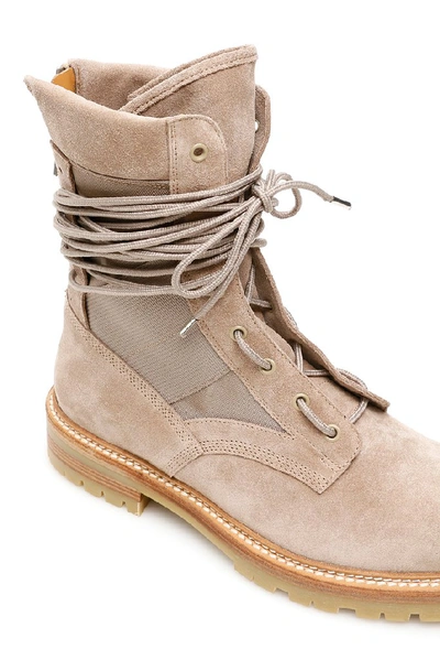 Shop Amiri Panelled Combat Boots In Beige