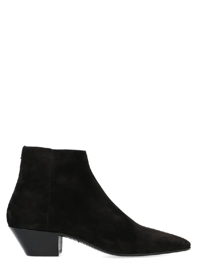 Shop Saint Laurent Jonas Pointed Toe Ankle Boots In Black